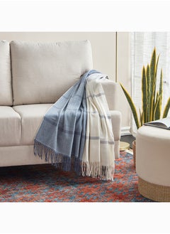 Buy Bristol Ana Striped Woven Throw With Fringe 170 x 130 cm in Saudi Arabia