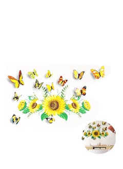 Buy 3D Wall Stickers Sunflower Butterfly Wall Decal Waterproof Removable for Kids Bedroom Living Room Bathroom Art Decor Home Decoration Indoor Outdoor 13PCS in Saudi Arabia