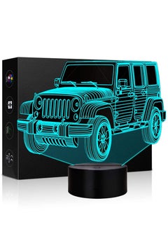 Buy Jeep Car Gifts Night Lights for Kids Birthday Gift 3D Illusion Lamp Optical Desk Table Touch Nursery Party Western Children Bedroom Decor 7 Color Change USB Car Toy for Boys Room and Baby Gifts (Jeep） in Egypt