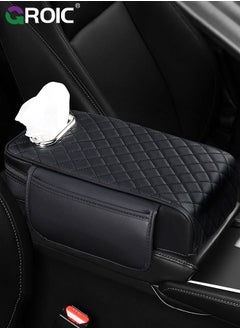 Buy 3 in 1 Car Armrest Cushion, Car Tissue Box, Car Center Console Cushion Pad Waterproof Leather, Autos Armrest Pad, Car Armrest Cover, Armrest Cushion with Tissue Holder, Car Accessories (Black) in UAE