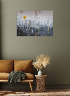 Buy Framed Canvas Wall Art Stretched Over Wooden Frame, Silhouette of Modern City Landscape Orientation Painting, For Home, Living Room, Office Decor in Saudi Arabia