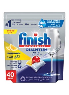 Buy Finish Powerball Quantum All In 1 Dishwasher Lemon Sparkle 40 Tabs in Saudi Arabia