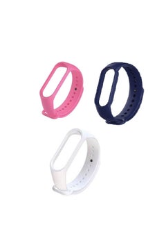 اشتري 3  Pack Replacement Sports Silicone Strap For Xiaomi Mi Band 3/4  Pink Blue White في مصر