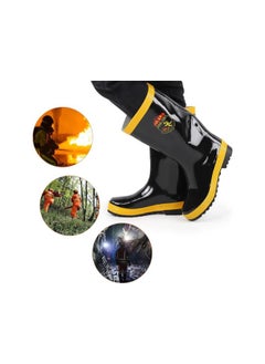 Buy Safety Boots, Fire Fighting Rescue Rubber Boots Protective Footwear Non Slip High Temperature Resistance Rubber Rain Boot Safety Shoes for Firefighter 45 45 in UAE