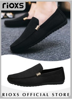 Buy Men's Flat Loafers Slip On Casual Breathable Driving Shoes Fashion Lightweight Outdoor Boat Shoes in Saudi Arabia