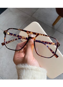 Buy Leopard Fashion Clear Lens Glasses with Double Bridge in UAE