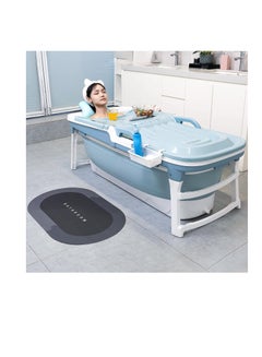 Buy Foldable Bathtub – Portable Bathtub for Adults Collapsible Freestanding Bathtub with Drainage – Ergonomic Portable Tub with Foot Massager and Towel Holder in UAE