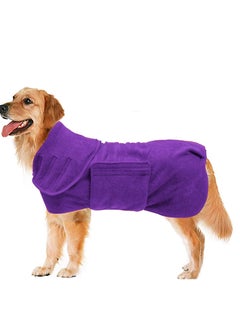 Buy Dog Drying Coat Dry Fast Dog Bag Dog Bathrobe Towel Microfibre Fast Drying Super Absorbent Pet Dog Cat Bath Robe Towel Luxuriously Soft Purple L in Saudi Arabia