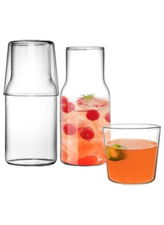 اشتري Bedside Water Carafe Set with Tumbler Glass Set for Bedroom Nightstand 500ml في الامارات