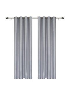 Buy 2-Piece Otis Embossed Blackout Curtain Set, Grey - 140x240 cm in UAE