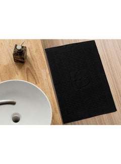 Buy Bath mat set, 2 pieces, black, 100% cotton in Egypt