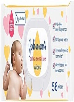 Buy JOHNSON’S Baby, Wipes, Extra Sensitive, 98% pure water, pack of 56 wipes in Egypt