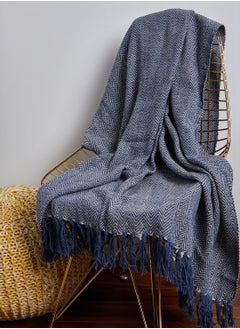 Buy Blue Herringbone Blanket Throw in UAE