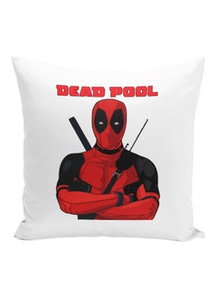 Buy Deadpool Character Printed Decorative Pillow White/Red/Black 16x16inch in UAE