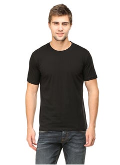 Buy Black Men's Half Sleeve Round Neck Cotton Tshirt in UAE