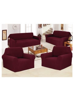 Buy Stretch Fit 7 Seater Sofa Cover Set 3211 Combination Soft Brushed Fabric Couch Cover Exquisitely Full Coverage Furniture Protector Slipcover Seven Seater Fits on Standard and Recliner Sofa Burgundy in UAE