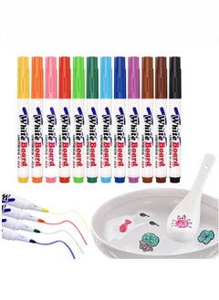 اشتري 1 Set 12 Colors Magic Doodle Drawing Pens Magical Water Painting Pen Whiteboard Pen Waterproof Pen Doodle Water Floating Painting Marker Pens for Kids Adult Drawing Gift Eco-Friendly Colorful Doodle في السعودية