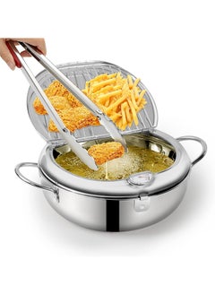 Buy Deep Fryer,3.2L Large Capacity Deep Fryer with Lid,304 Stainless Steel with Temperature Control and Drainer Rack,For French Fries/Fried Chicken in Saudi Arabia