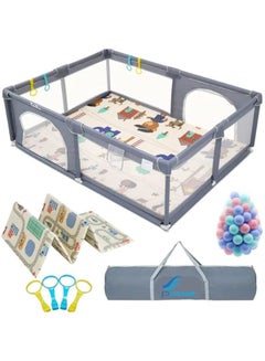 Buy PICCASIO™ Baby Playpen Large, Playpen Fence for Toddler, Extra Large Play Yard with Gate - Packable and Portable Toddler Safety Activity Center. Sturdy Playpen with Balls & Accessories in UAE
