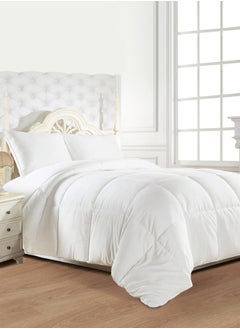 Buy Hypoallergenic Reversible, Lightweight Comforter, 250 GSM Microfiber polyester filling, Hollow siliconized,White queen size 230 cm x 250 cm set of 1 in UAE