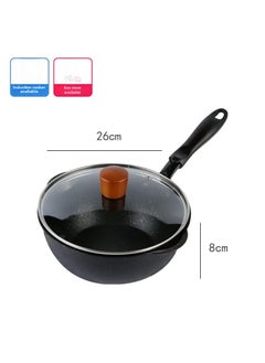 اشتري Non-Stick Maifan Stone Wok Home Use 26cm black wok (with lid) في الامارات