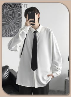 Buy Men's White Shirt, Long Sleeve with Tie, Classic Button-Down Shirt with Necktie, Formal and Casual Wear, Soft and Breathable Fabric, Business and Office Attire in Saudi Arabia