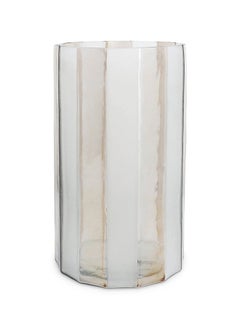 Buy Glaze Candle Holder, White & Gold - 15.3x18 cm in UAE