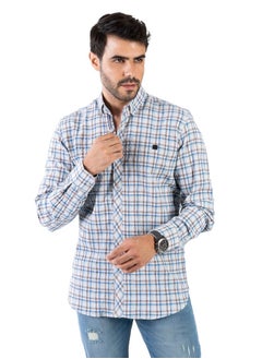 Buy Men's Shirt - Made Of Cotton - Blue / Multicolor in Egypt