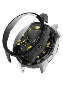 Buy HUAWEI WATCH GT 4 46mm Case with 9H Tempered Glass Screen Protector, Unique Design Hard PC Waterproof Cover, Touch Sensitive Full Coverage Accessories for Huawei Watch GT4 46mm（Black) in Saudi Arabia