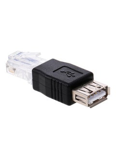 Buy USB To RJ45 USB2.0 Female Ethernet Male Plug Adapter Connector Black in UAE