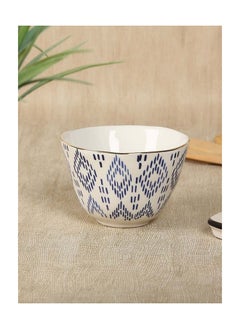 Buy Elegance Porcelain Bowl, White & Blue - 12 cms in UAE