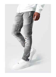 اشتري Skinny Stretch Zip Pocket Biker Jeans في الامارات