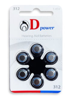 Buy Hearing Aid Batteries D Power Size 312 - 1.45volt - 6 Pack in Egypt