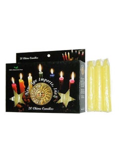 اشتري Set of 20 Small Yellow Chime Candles 4 Inch في الامارات