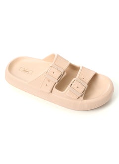 اشتري Adjustable Double Buckled Cloud Slippers - Beige في مصر