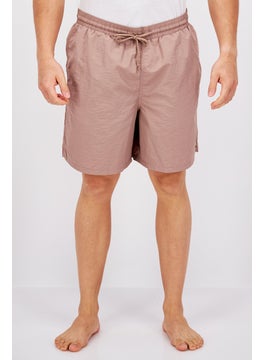 اشتري Men Brand Logo Drawstring Board Shorts, Dark Pink في الامارات