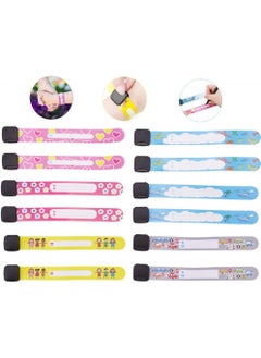 Buy 12Pcs Kids Anti-Lost Security ID Wristband Reusable and Waterproof Security ID Bracelet in Saudi Arabia