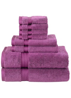 اشتري BLISS CASA 8 PIECE COMBED COTTON HOTEL QUALITY TOWEL SET PURPLE في الامارات