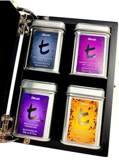 Buy T SERIES GIFT BOX 4 MINI TIN CADDY (SILVER TIPS, JASMINE EXTRA SPECIAL, DARJEELING, SUPREME CEYLON SINGLE ESTATE (LOOSE)) WOODEN in UAE