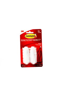 اشتري Command 17081 Designer Hooks, Medium, Holds 1.3 Kg. each hook, white color. 2 hooks and 4 strips/pack في الامارات