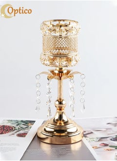 Buy Gold Crystal Candle Holder, Taper Tealight Candle Stand, Elegant Crystal Votive Bowl Pillar Candelabra, Vintage Candlestick Lamp Base, Gold Crystal Candle Holders Metallic Base Candlestick Holders Table Centerpieces Metal Candle Stick Holder Wedding Party Gift in Saudi Arabia