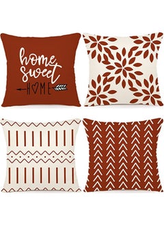 Buy Sleeping Pillow Covers 18x18 in Set of 4 Modern Sofa Throw Pillow Cover Decorative Outdoor Linen Fabric Pillow Case for Couch Bed Car Home Sofa Couch Decoration 45x45cm Orange in Saudi Arabia