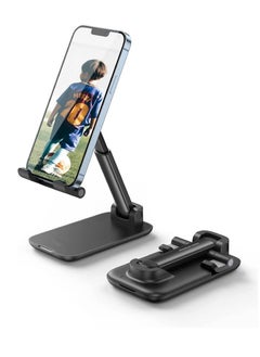 Buy Height Adjustable Phone Holder, Aluminum Foldable iPhone Stand for Desk, Stable Mobile Stand Holder Compatible with Most Phones, iPhone 15 Pro/Pro Max, Samsung Galaxy, iPad Black in UAE