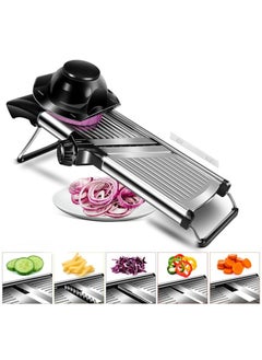 Buy Mandoline Food Slicer, Adjustable Mandoline Slicer for Kitchen, Stainless Steel Mandolin Vegetable Chopper for Potato/Tomato/Onion, Vegetable Slicer Julienne Cutter, Silver in UAE