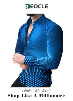 Buy Autumn New Trendy Men's Gradient Printed Long-sleeved Shirt Comfortable Breathable in Saudi Arabia