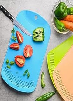 Buy HS ENTERPRISE 3 in 1 Multifunctional Silicon Based Kitchen Foldable Cutting | Chopping Board | Collapsible Dish Tub | Vegetable | Draining Basket with Plug | Folding Washbasin | Tray to Serve (Blue) in Egypt