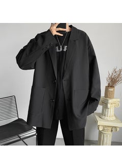 اشتري Mens Retro Casual Blazer Spring Autumn Black high-end في السعودية