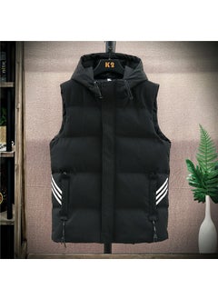 Buy Mens Plus Size Hooded Puffer Vest Waistcoat Winter Black in UAE