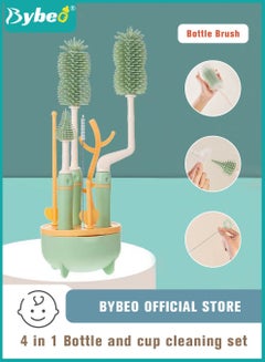 Buy 4 in 1 Silicone Baby Bottle Cleaning Brush Set with Stand, 360° Rotating Water Bottles Cleaner, Cup Gap Clean Brushes in Saudi Arabia
