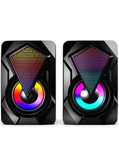 Buy USB computer, audio, portable, home office, gaming, gaming, desktop, RGB speaker, dazzling color, wired and loud volume in Saudi Arabia